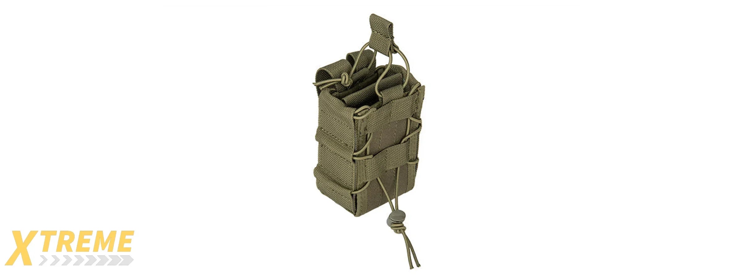 LANCER TACTICAL 1000D NYLON MOLLE BUNGEE DOUBLE MAG POUCH (OD GREEN)