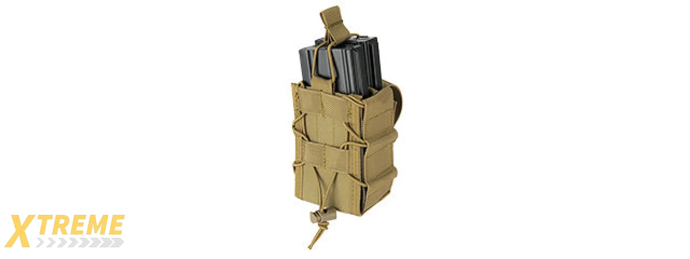 LANCER TACTICAL 1000D NYLON MOLLE BUNGEE DOUBLE MAG POUCH (TAN)