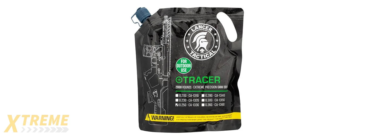 Lancer Tactical 2000 Rounds 0.25g Airsoft Outdoor 6mm Tracer BBs (Color: Green)