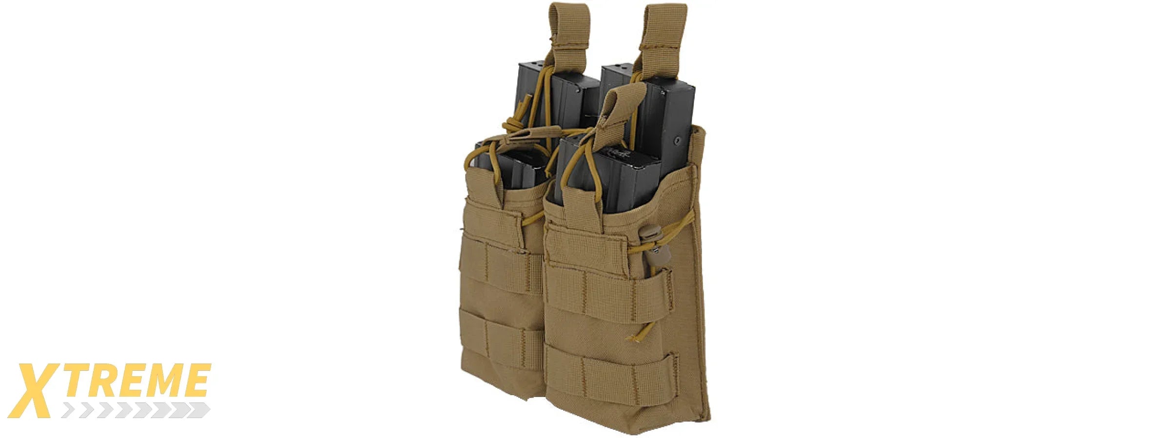 CA-378TN NYLON BUNGEE OPEN TOP QUAD MAGAZINE POUCH (TAN)