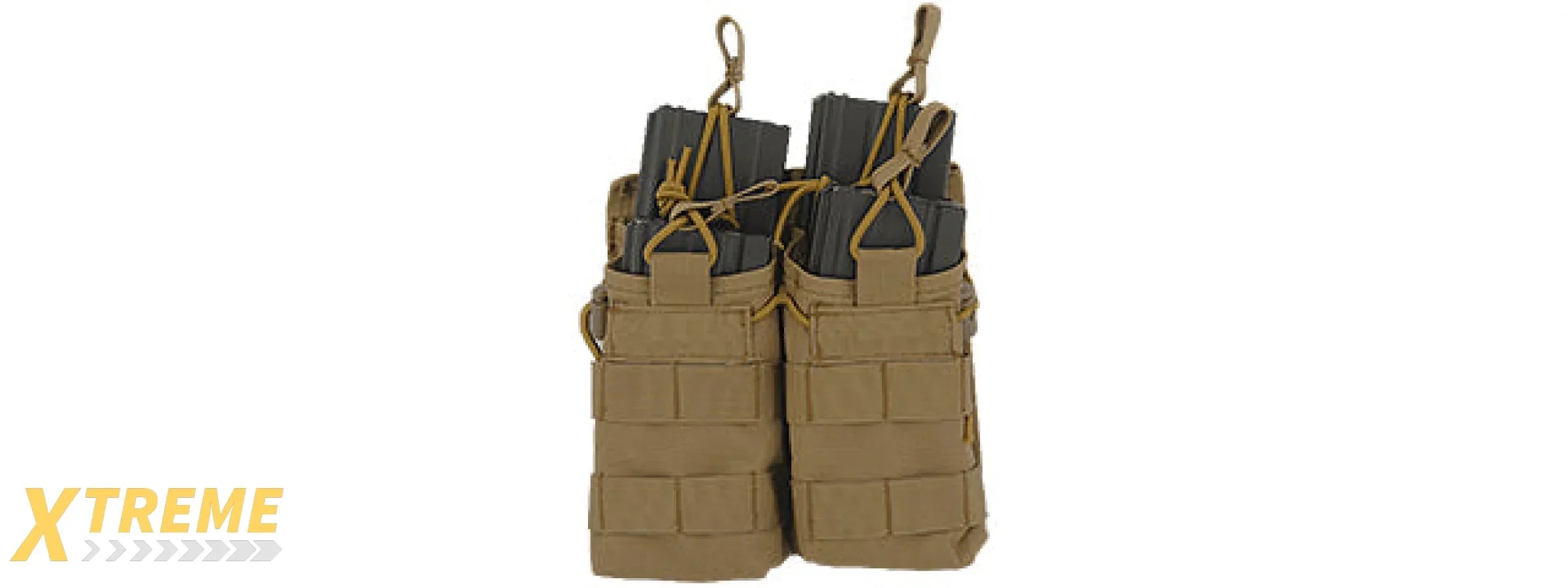 CA-378TN NYLON BUNGEE OPEN TOP QUAD MAGAZINE POUCH (TAN)