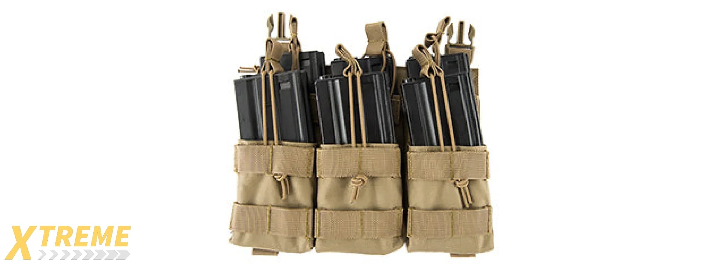 LANCER TACTICAL ADAPTIVE HOOK AND LOOP TRIPLE DUAL MAG POUCH (TAN)