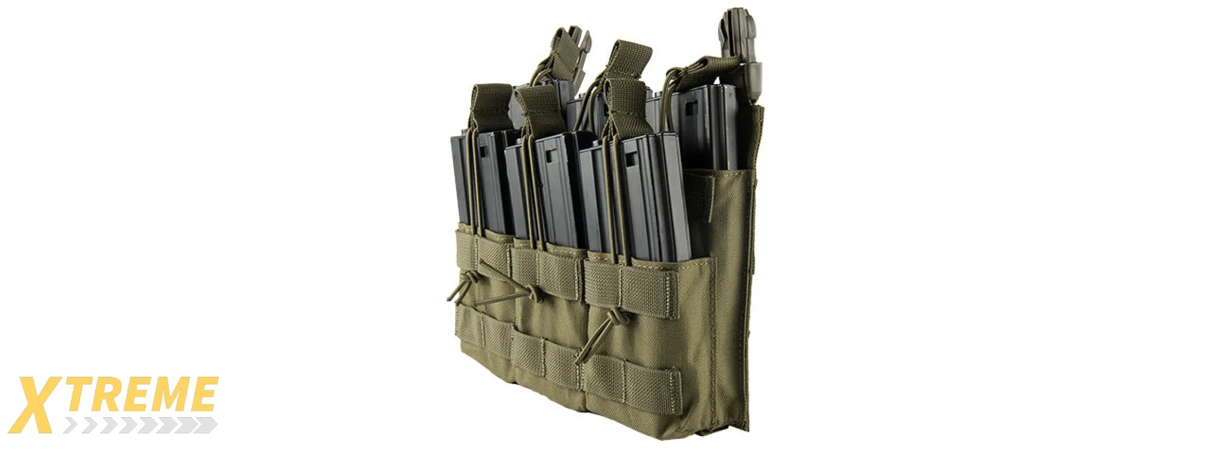 LANCER TACTICAL ADAPTIVE HOOK AND LOOP TRIPLE DUAL MAG POUCH (OD GREEN)