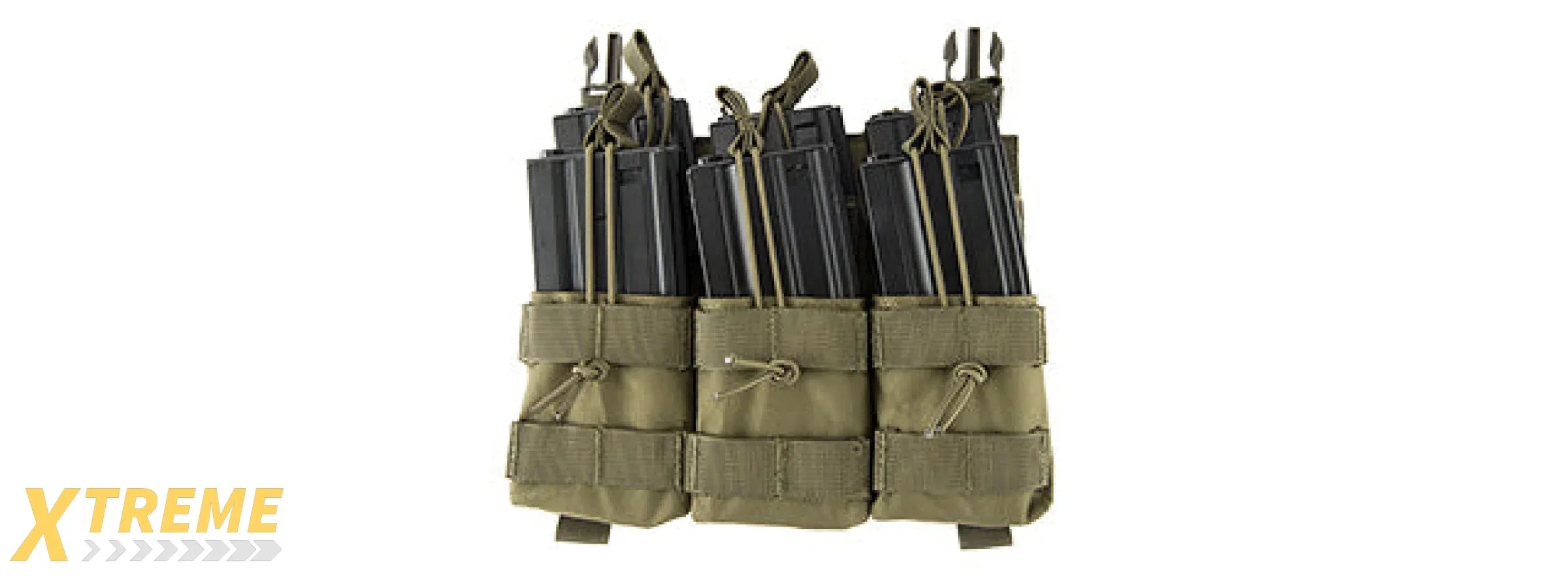 LANCER TACTICAL ADAPTIVE HOOK AND LOOP TRIPLE DUAL MAG POUCH (OD GREEN)