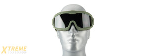 LANCER TACTICAL AERO PROTECTIVE OD GREEN AIRSOFT GOGGLES (SMOKE/YELLOW/CLEAR LENS)