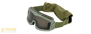 LANCER TACTICAL AERO PROTECTIVE OD GREEN AIRSOFT GOGGLES (SMOKE LENS)