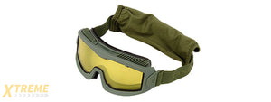 LANCER TACTICAL AERO PROTECTIVE OD GREEN AIRSOFT GOGGLES (YELLOW LENS)