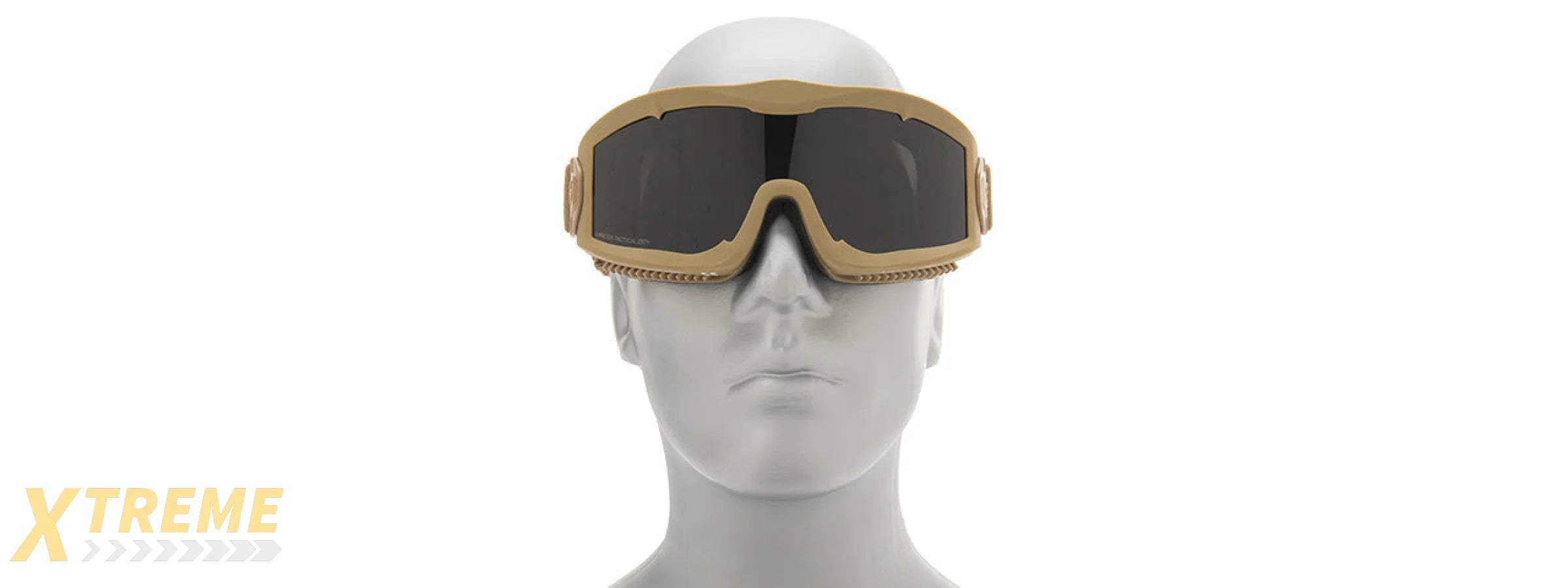 LANCER TACTICAL AERO PROTECTIVE TAN AIRSOFT GOGGLES (SMOKE/YELLOW/CLEAR LENS)