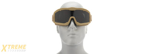 LANCER TACTICAL AERO PROTECTIVE TAN AIRSOFT GOGGLES (SMOKE/YELLOW/CLEAR LENS)