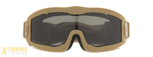 LANCER TACTICAL AERO PROTECTIVE TAN AIRSOFT GOGGLES (SMOKE/YELLOW/CLEAR LENS)