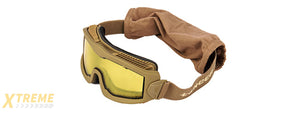 LANCER TACTICAL AERO PROTECTIVE TAN AIRSOFT GOGGLES (YELLOW LENS)