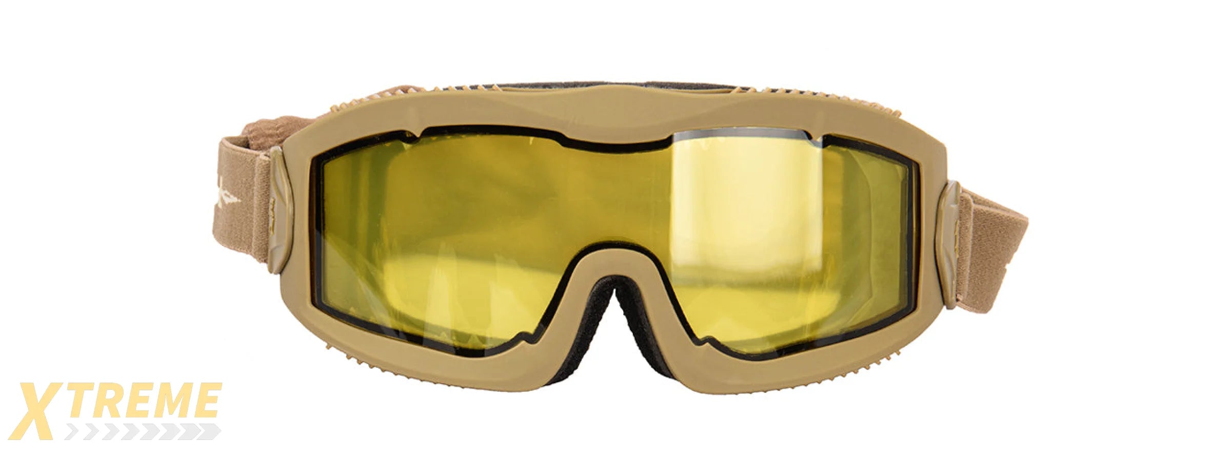 LANCER TACTICAL AERO PROTECTIVE TAN AIRSOFT GOGGLES (YELLOW LENS)