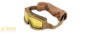 LANCER TACTICAL AERO PROTECTIVE TAN AIRSOFT GOGGLES (YELLOW LENS)