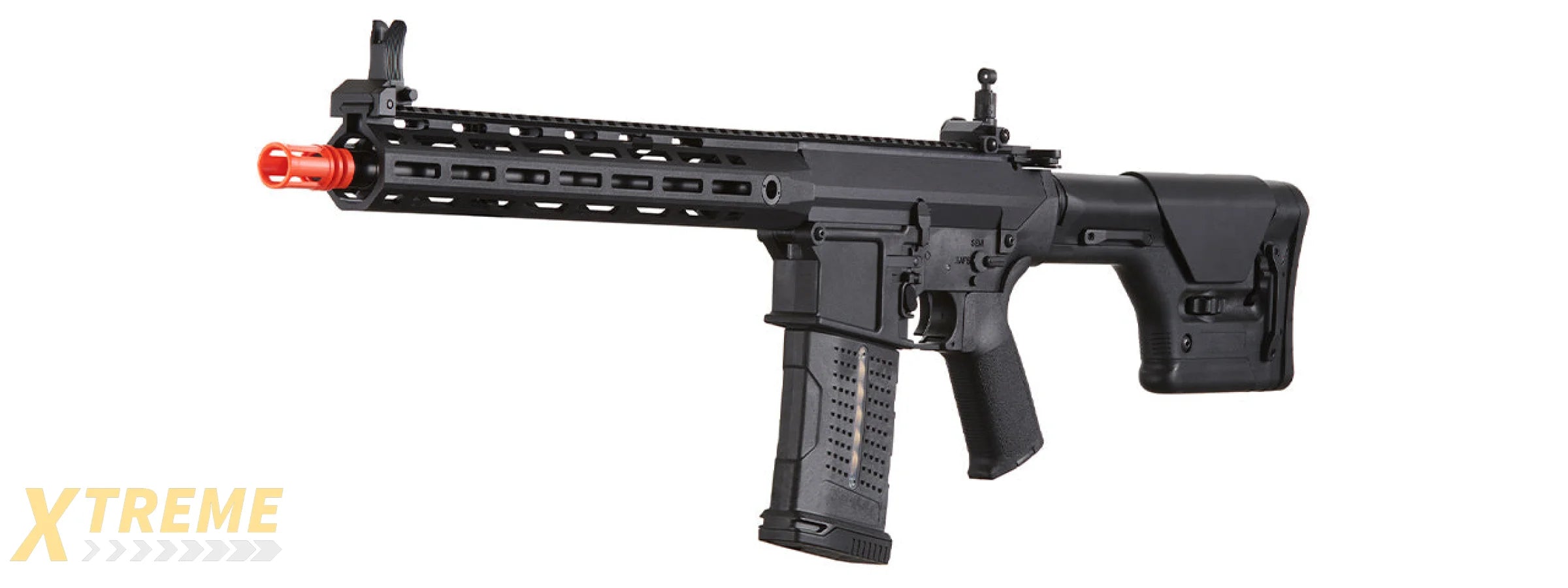 Lancer Tactical Battle X AEG Airsoft Rifle w/ PRS Precision Stock & MLOK Handguard - (Black)