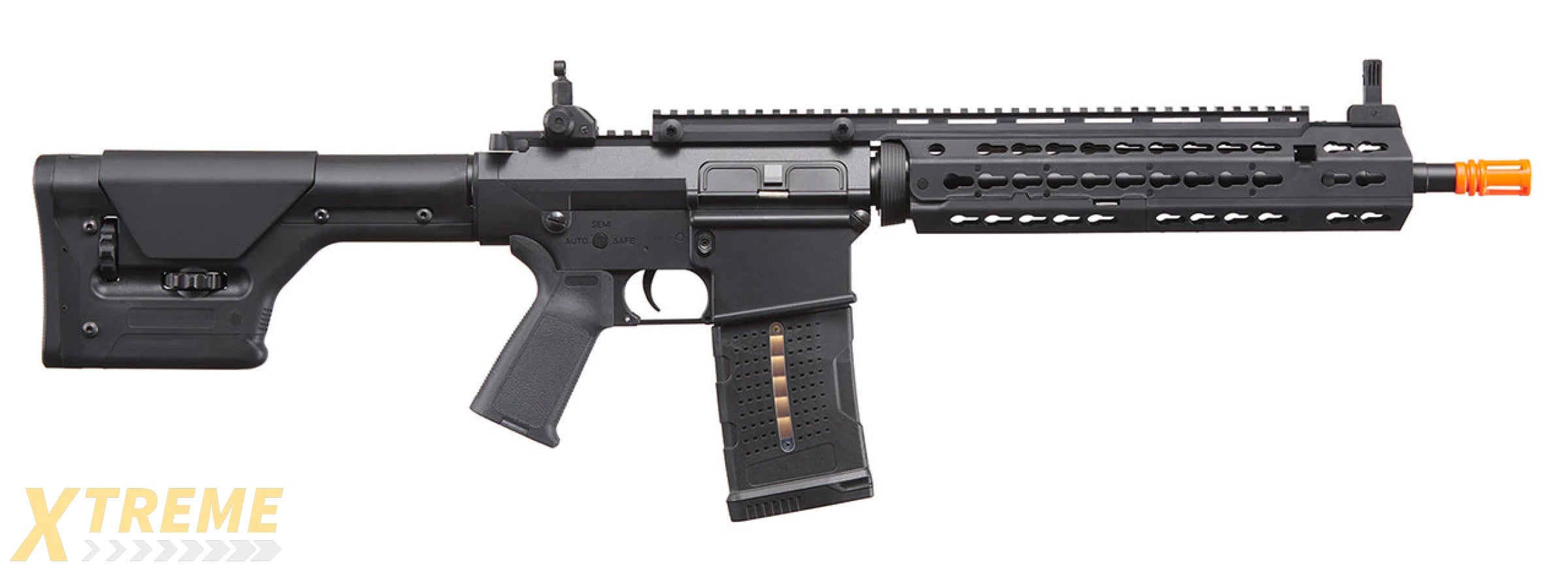 Lancer Tactical Battle X AEG Airsoft Rifle w/ PRS Precision Stock & Keymod Handguard - (Black)