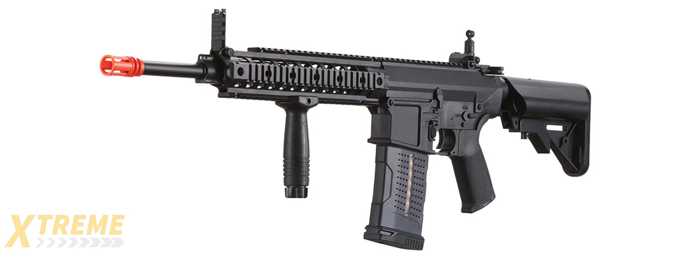 Lancer Tactical Battle X AEG Airsoft Rifle w/ SOPMOD Stock & Quad Picatinny Handguard - (Black)