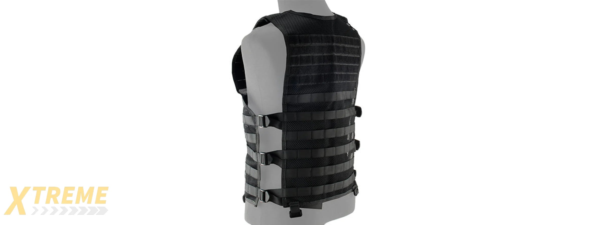 LANCER TACTICAL BREATHABLE MOLLE/PALS ADJUSTABLE MESH VEST (BLACK)