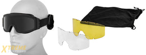 Lancer Tactical CA-203B Airsoft Safety Goggles Basic with Multi Lens Kit - Black Frame / Smoke, Clear and Yellow Lens