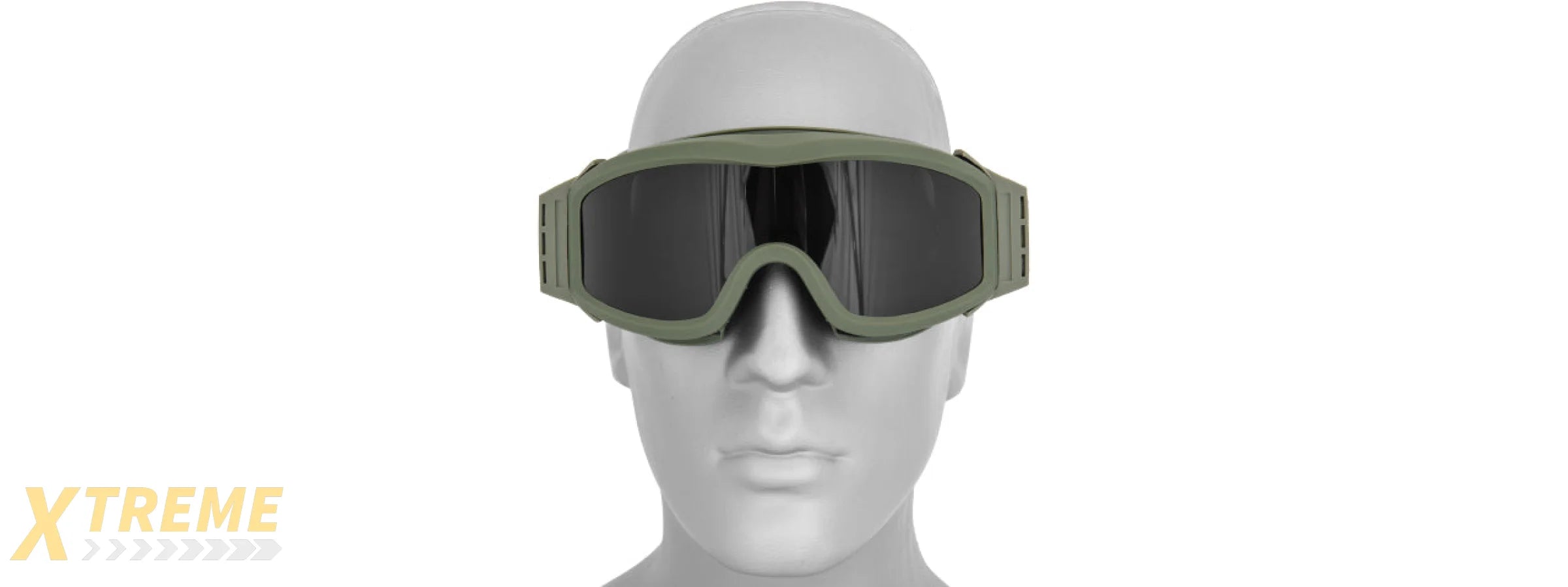 Lancer Tactical CA-203G Airsoft Safety Goggles Basic with Multi Lens Kit - OD Green Frame / Smoke, Clear and Yellow Lens