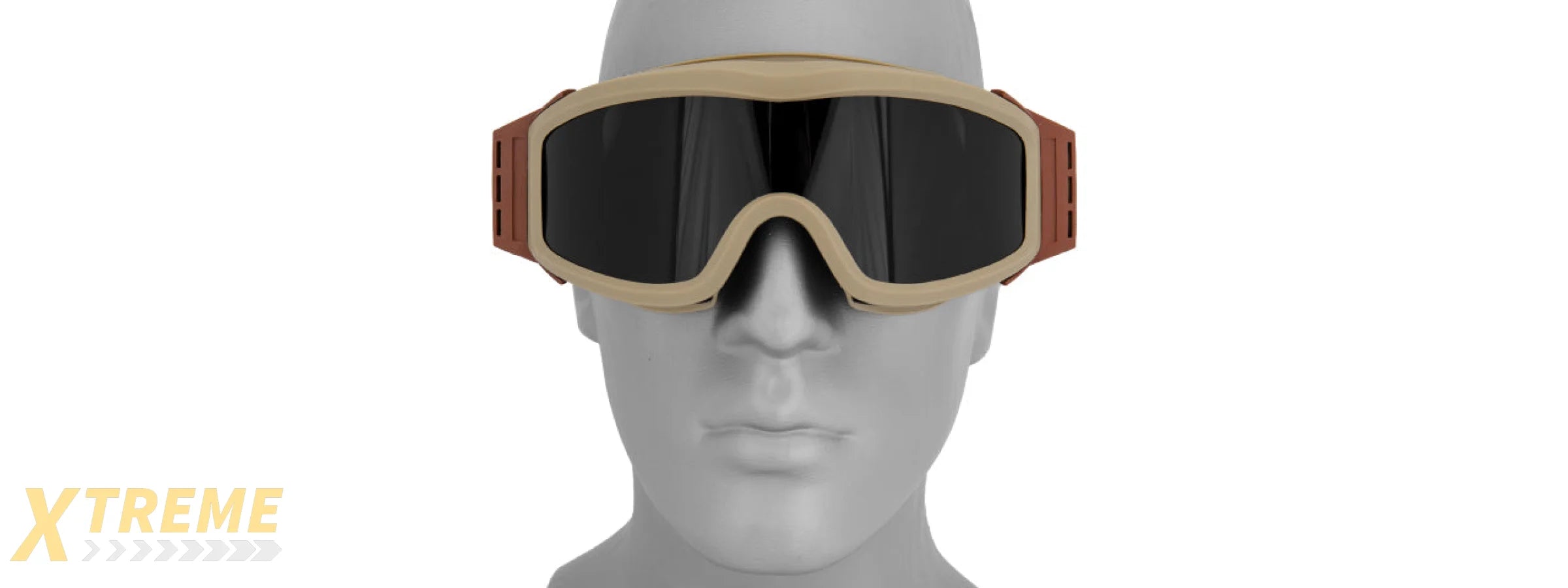 Lancer Tactical CA-203T Airsoft Safety Goggles Basic with Multi Lens Kit - Desert Tan Frame / Smoke, Clear and Yellow Lens