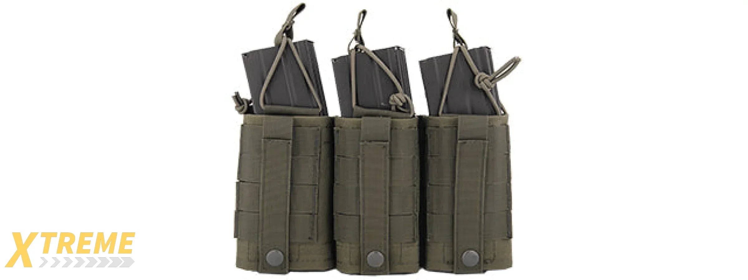 Lancer Tactical Variable Depth Adjustment Molle Triple Magazine Pouch (Color: OD Green)