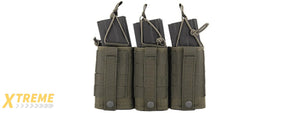 Lancer Tactical Variable Depth Adjustment Molle Triple Magazine Pouch (Color: OD Green)