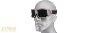 Lancer Tactical Double Layer Airsoft Goggles [Smoke Lens] (TAN)