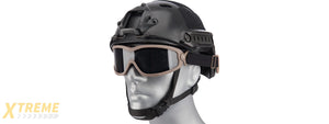 Lancer Tactical Double Layer Airsoft Goggles [Smoke Lens] (TAN)