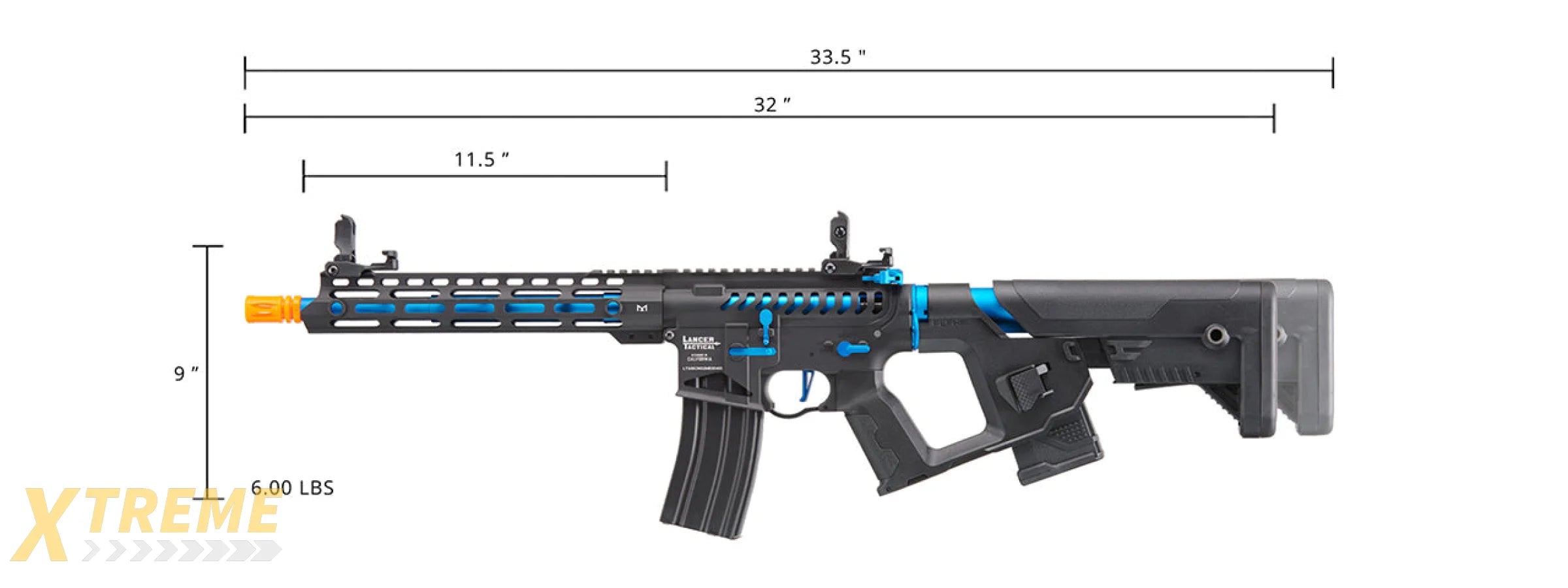 Lancer Tactical Enforcer BLACKBIRD Skeleton AEG w/ Alpha Stock HIGH FPS] (BLACK/BLUE)