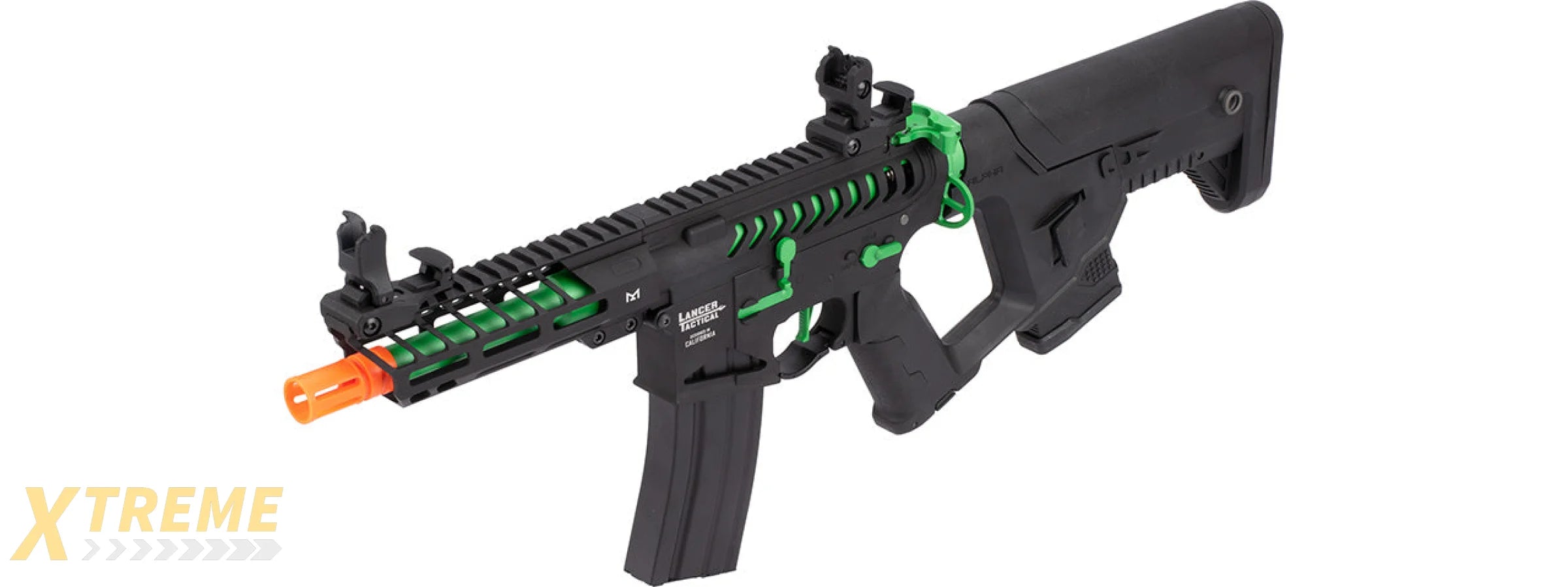 Lancer Tactical Enforcer NEEDLETAIL Skeleton AEG Low FPS] w/ Alpha Stock (BLACK/GREEN)