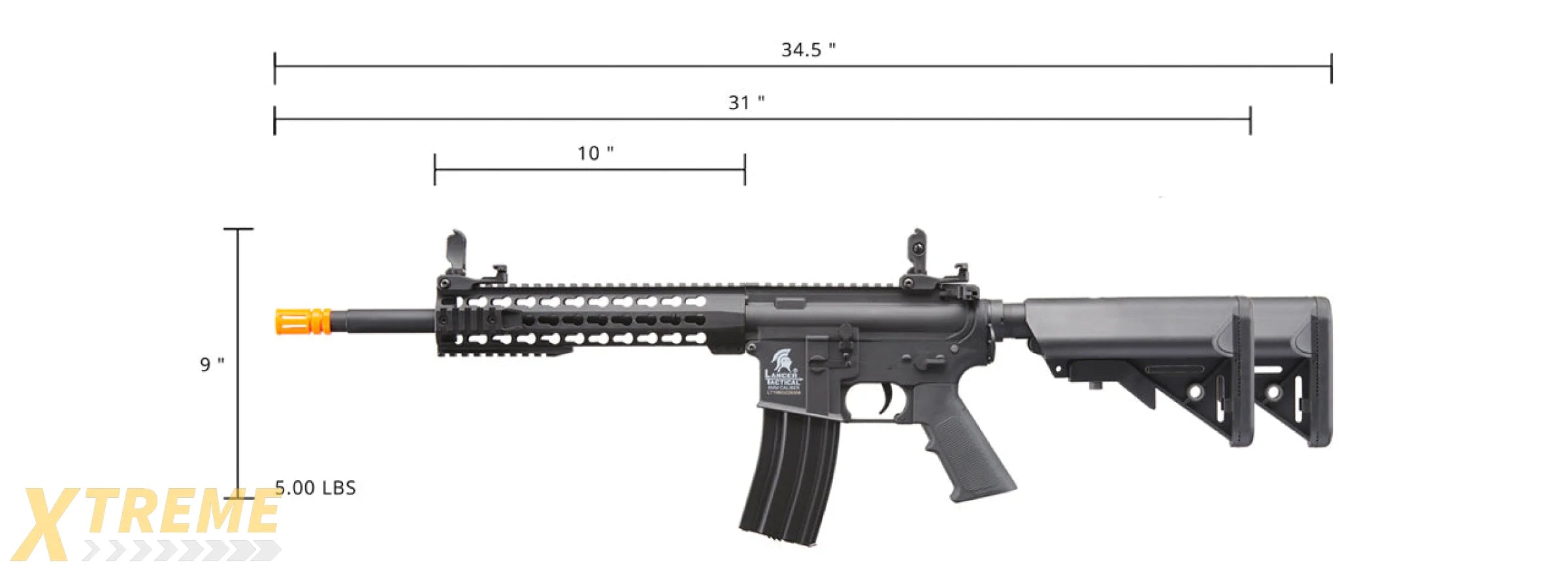 Lancer Tactical Gen 2 10 Keymod M4 Carbine Airsoft AEG Rifle (Color: Black)