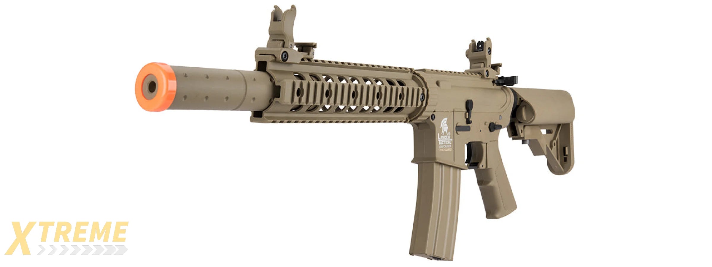 Lancer Tactical Gen 2 10" M4 SD Carbine Airsoft AEG Rifle with Mock Suppressor (Color: Tan)