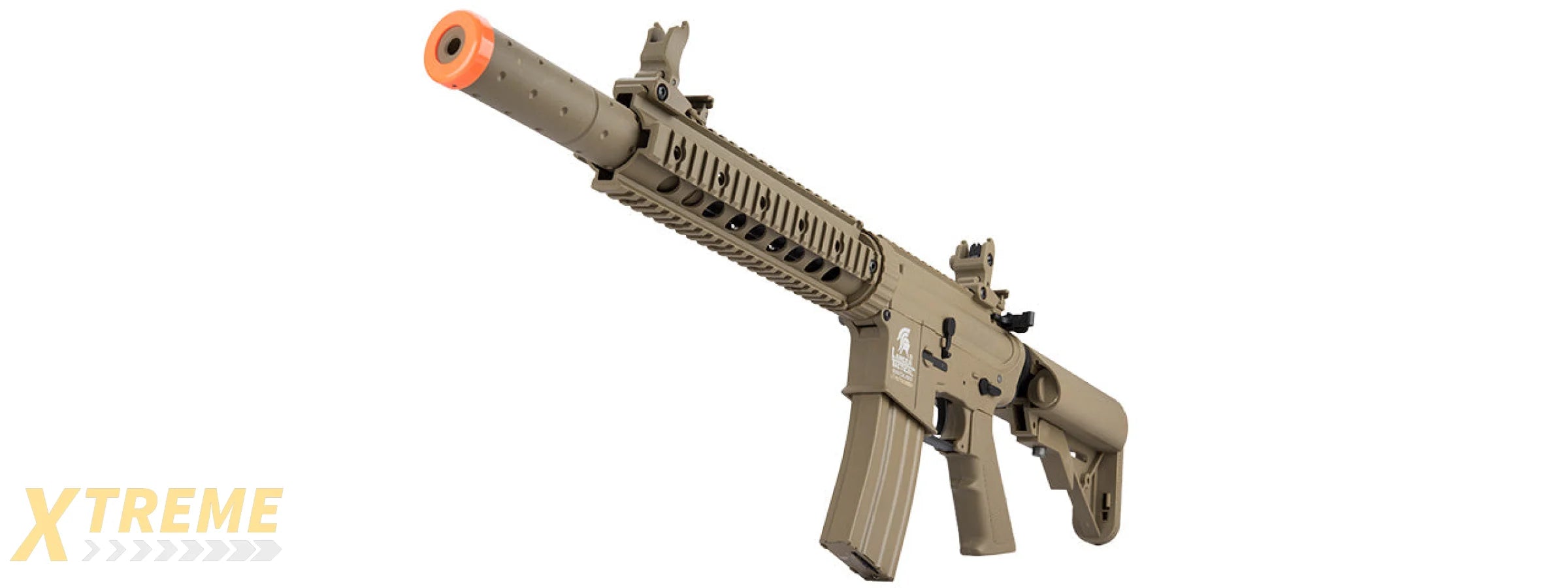 Lancer Tactical Gen 2 10" M4 SD Carbine Airsoft AEG Rifle with Mock Suppressor (Color: Tan)