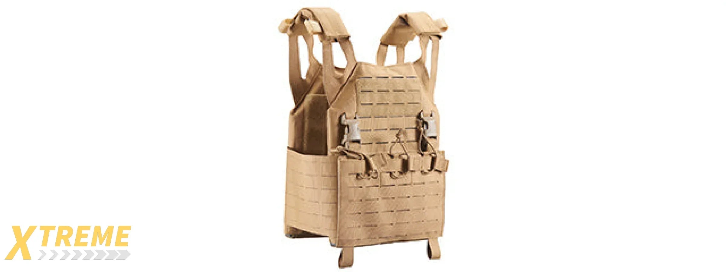 Lancer Tactical Laser Cut MOLLE Plate Carrier - (Tan)