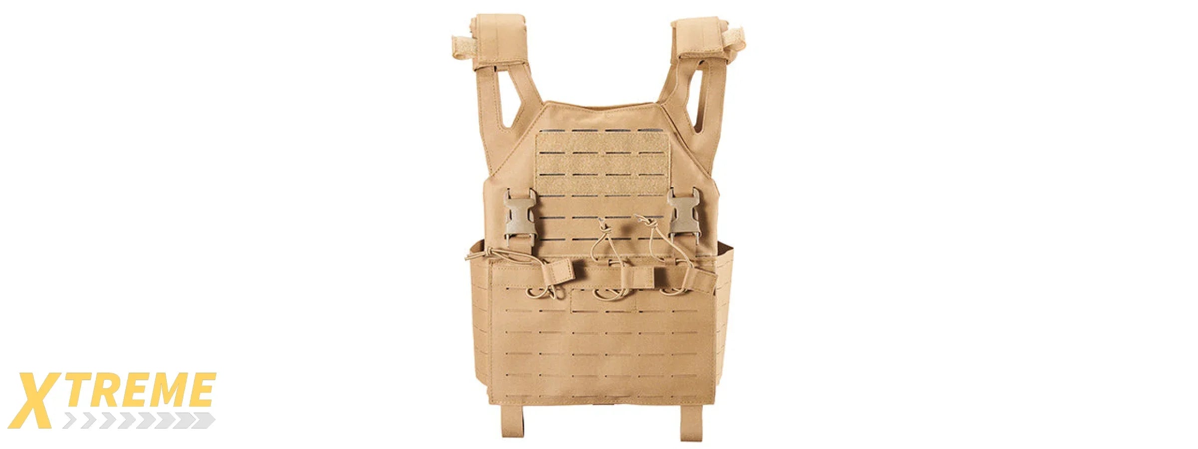 Lancer Tactical Laser Cut MOLLE Plate Carrier - (Tan)