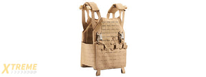 Lancer Tactical Laser Cut MOLLE Plate Carrier - (Tan)
