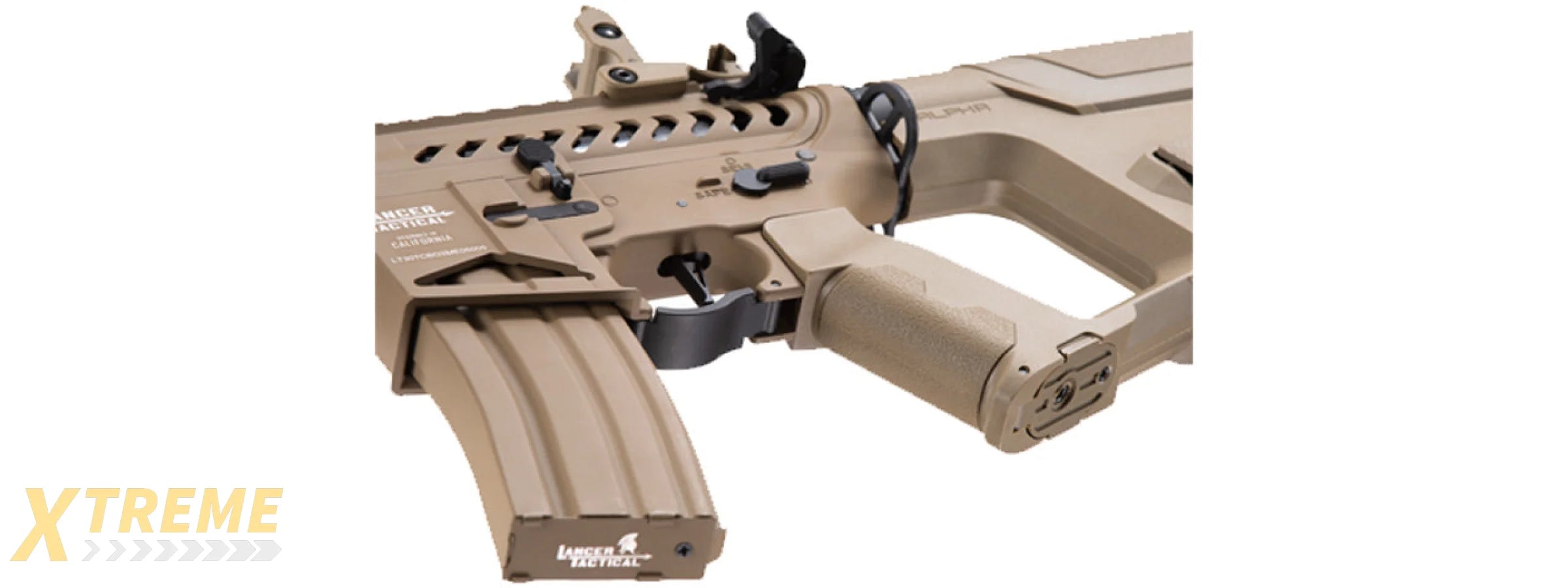 Lancer Tactical Low FPS] Enforcer Blackbird Skeleton AEG w/ Alpha Stock (Color: Tan)