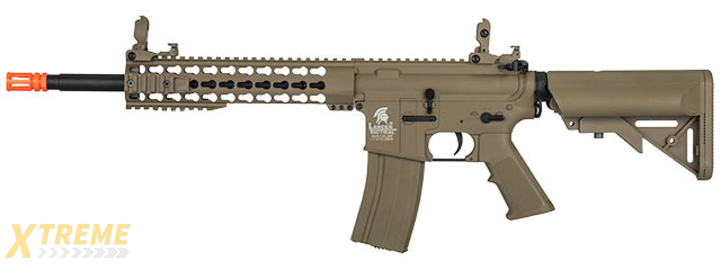 Lancer Tactical Low FPS Gen 2 10 Keymod M4 Carbine Airsoft AEG Rifle (Color: Tan)