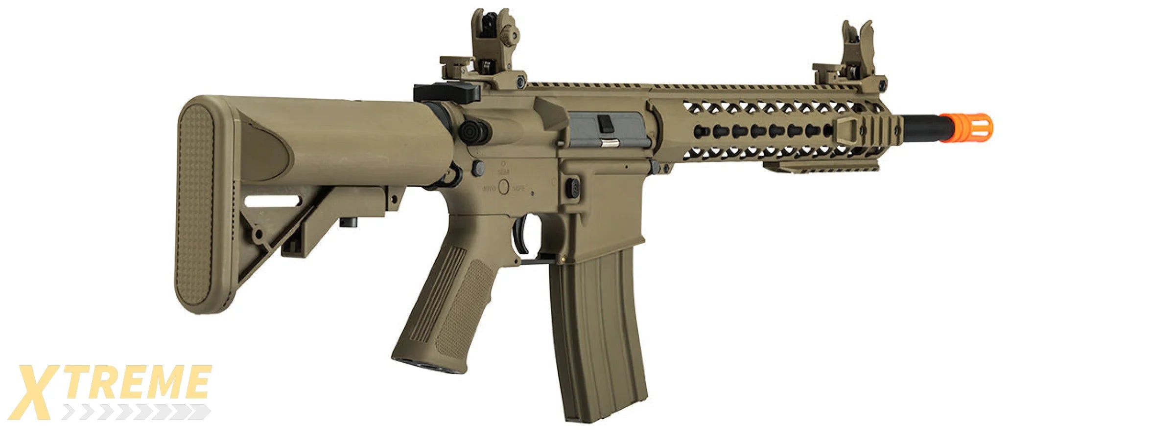 Lancer Tactical Low FPS Gen 2 10 Keymod M4 Carbine Airsoft AEG Rifle (Color: Tan)