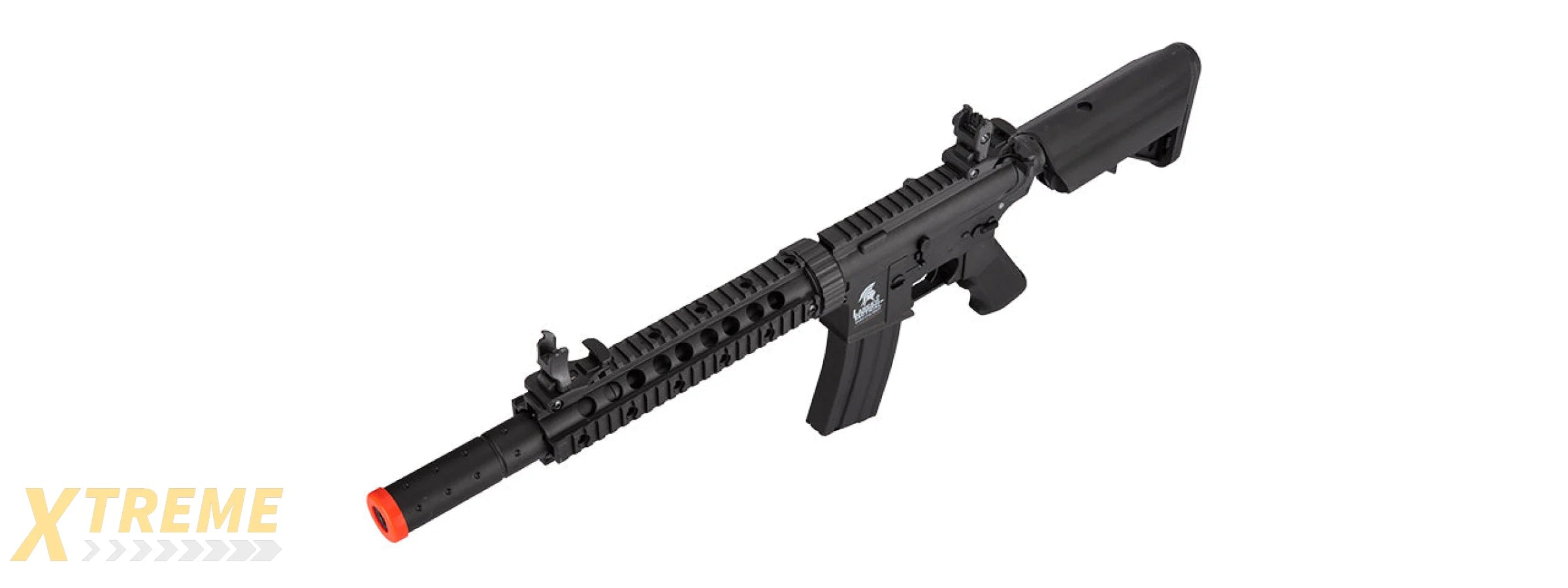 Lancer Tactical Low FPS Gen 2 10" M4 SD Carbine Airsoft AEG Rifle with Mock Suppressor (Color: Black)