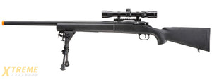 Lancer Tactical Low FPS M24 Bolt Action Spring Powered Sniper Rifle w/ Scope & Bipod (Color: Black)