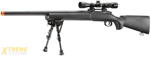 Lancer Tactical Low FPS M24 Bolt Action Spring Powered Sniper Rifle w/ Scope & Bipod (Color: Black)