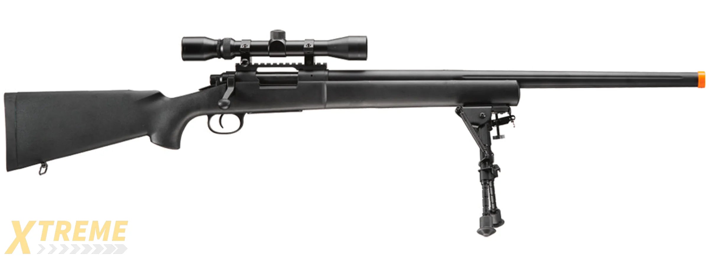 Lancer Tactical Low FPS M24 Bolt Action Spring Powered Sniper Rifle w/ Scope & Bipod (Color: Black)