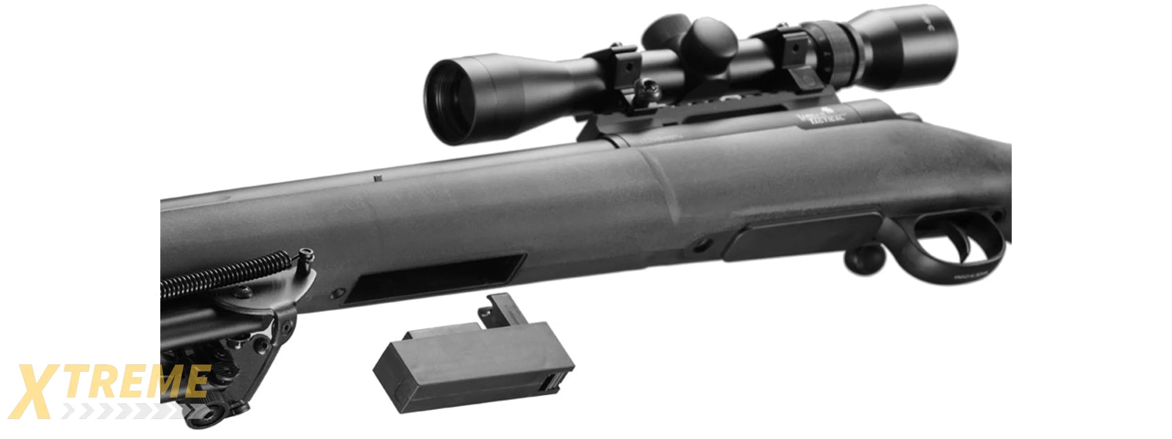 Lancer Tactical Low FPS M24 Bolt Action Spring Powered Sniper Rifle w/ Scope & Bipod (Color: Black)