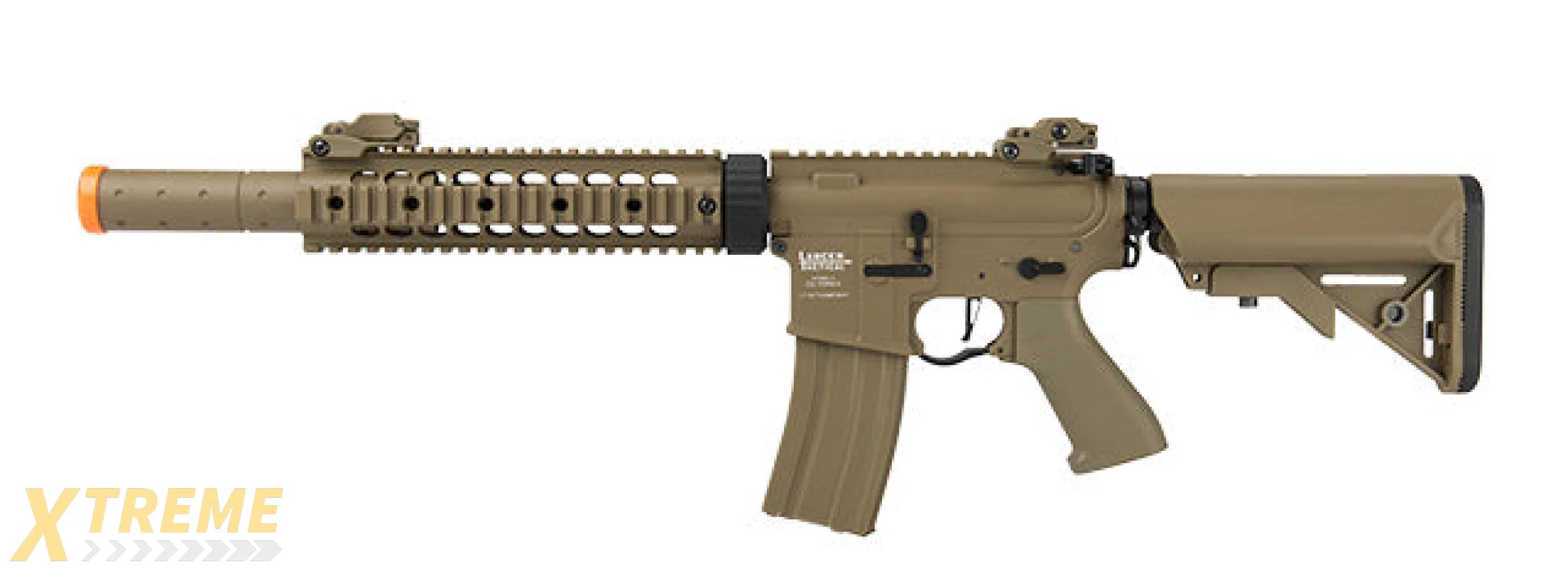 Lancer Tactical Low FPS Proline Gen 2 10 M4 Carbine Airsoft AEG Rifle with Mock Suppressor (Color: Tan)