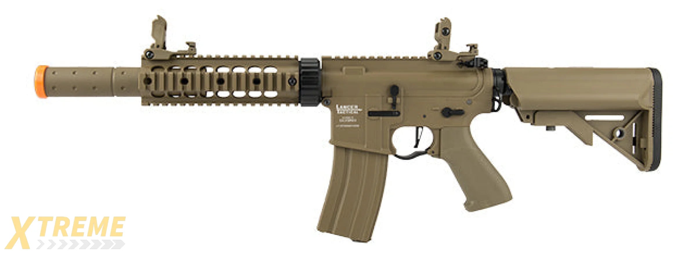 Lancer Tactical Low FPS Proline Gen 2 7 M4 Carbine Airsoft AEG Rifle with Mock Suppressor (Color: Tan)