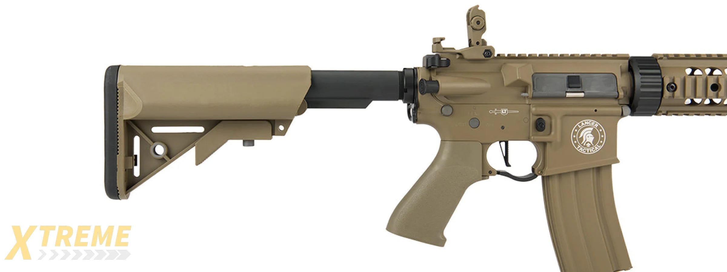 Lancer Tactical Low FPS Proline Gen 2 7 M4 Carbine Airsoft AEG Rifle with Mock Suppressor (Color: Tan)
