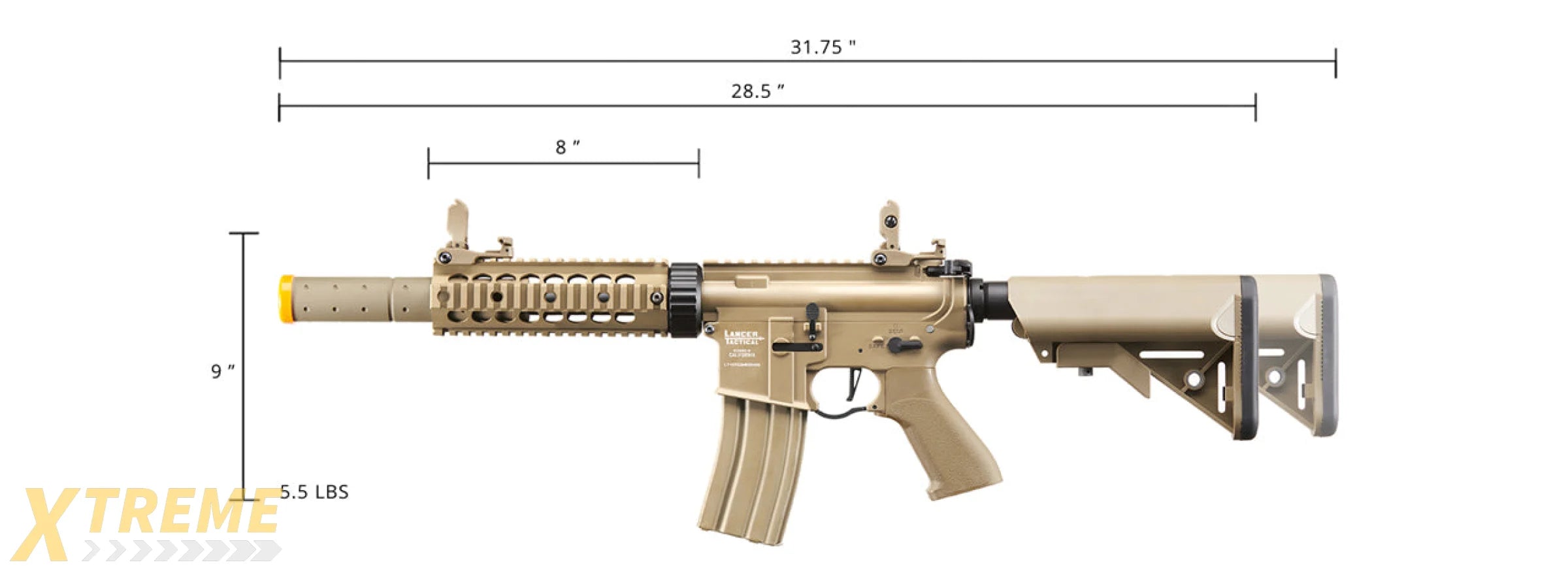 Lancer Tactical M4 SD 7 ProLine AEG with Mock Suppressor (Tan)