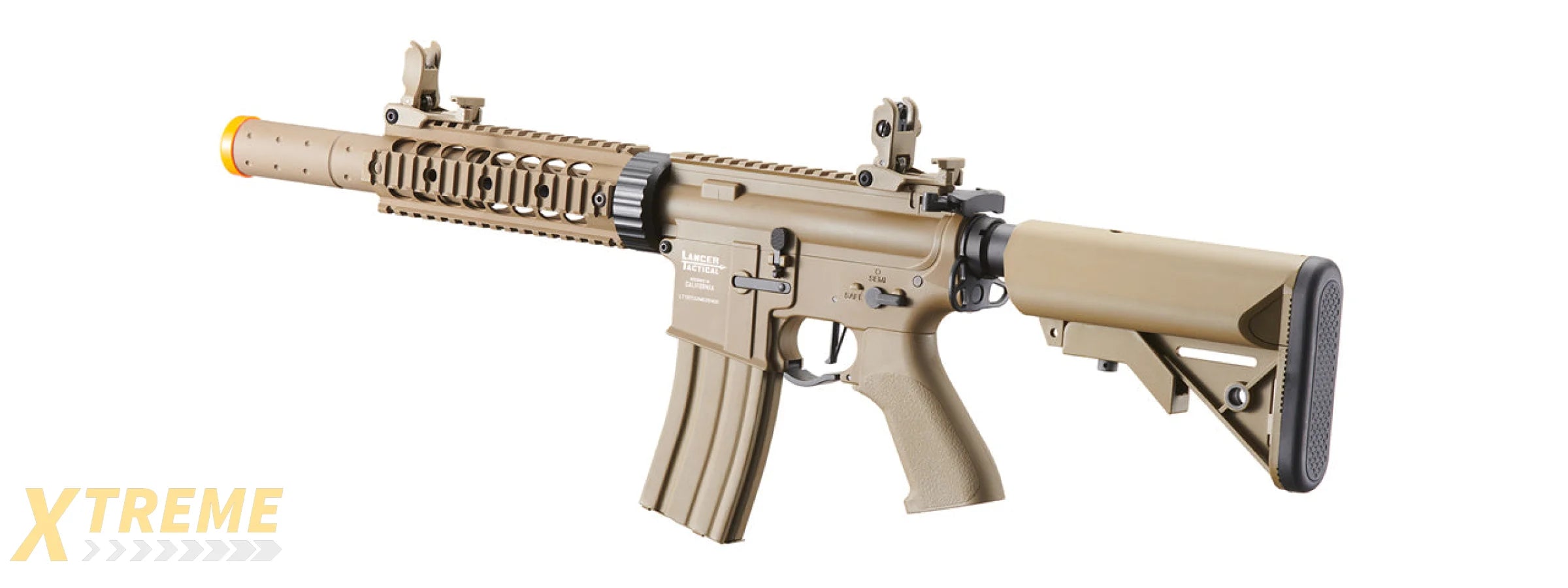 Lancer Tactical M4 SD 7 ProLine AEG with Mock Suppressor (Tan)