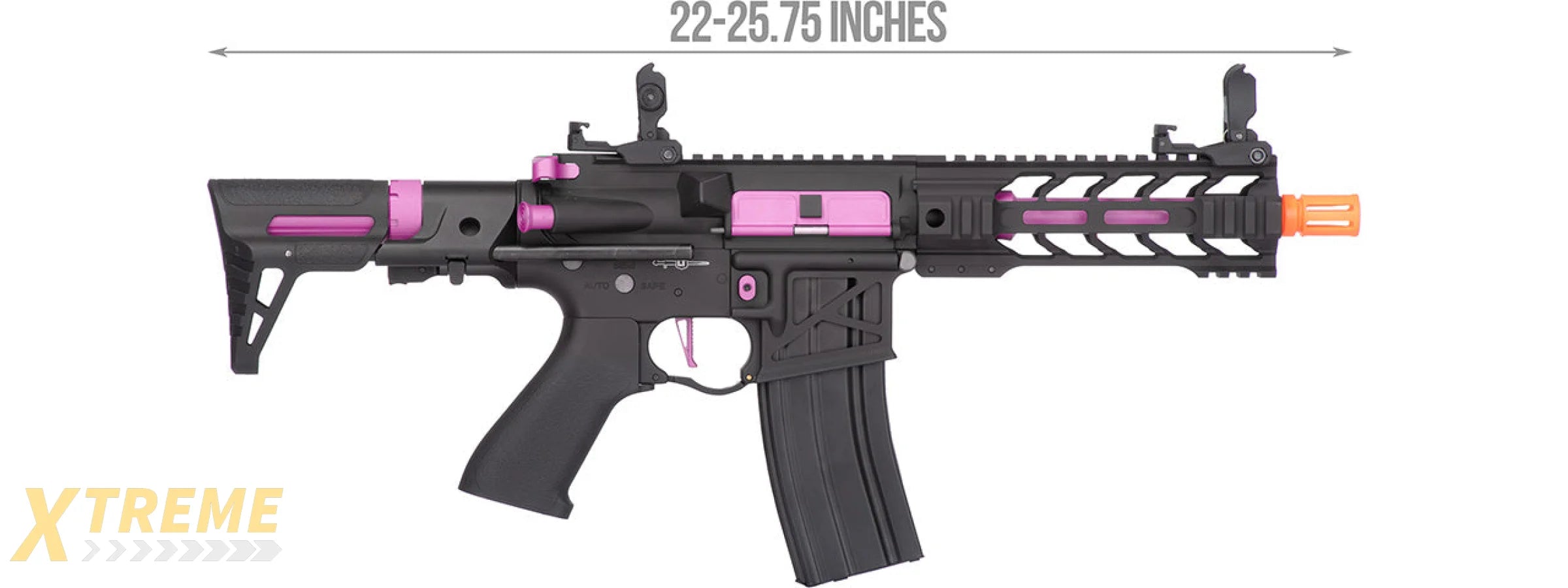 Lancer Tactical Proline Enforcer Battle Hawk 7 Skeleton M4 Airsoft Rifle w/ PDW Stock (Color: Black / Purple)